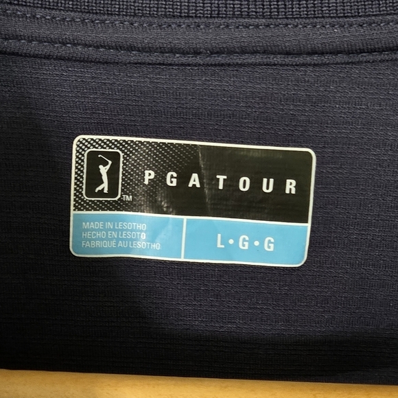 PGA TOUR Golf mens Blue Striped large polo short sleeve top - Picture 13 of 13